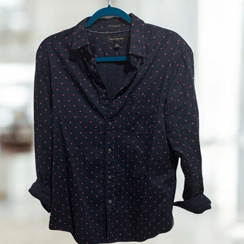 Banana Republic Navy and Red Patterned Shirt-gently used